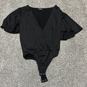 Express Black Wrap Bodysuit